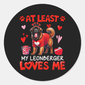 Adesivo Redondo Pelo Menos Meu Leonberger Me Ama no Dia dos Namora
