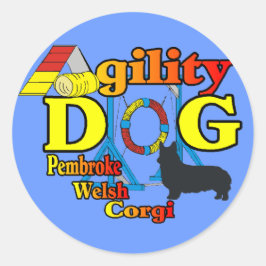 Adesivo Redondo Pembroke Welsh Corgi Agilidade Shirts Dons