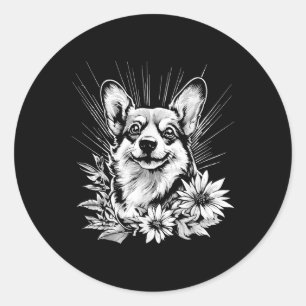 Adesivo Redondo Pembroke Welsh Corgi Dog Lover Style Tatuagem