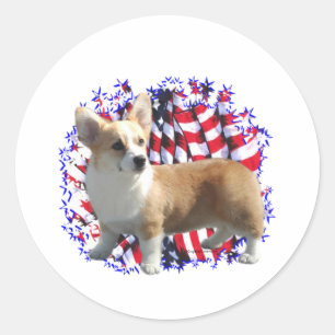 Adesivo Redondo Pembroke Welsh Corgi Patriot
