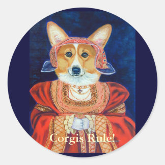 Adesivo Redondo Pembroke Welsh Corgi Queen Stickers