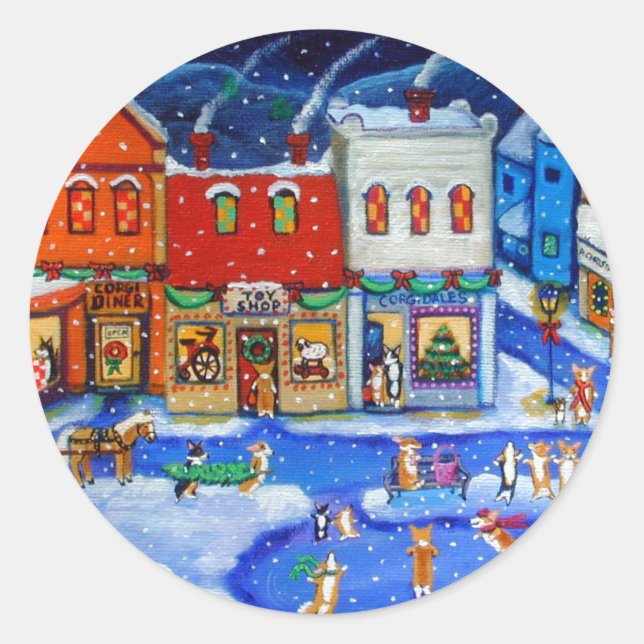 Adesivo Redondo Pembroke Welsh Corgi Stickers (Frente)