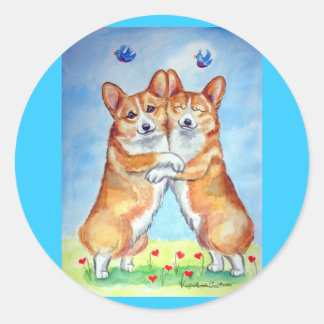 Adesivo Redondo Pembroke Welsh Corgi Stickers