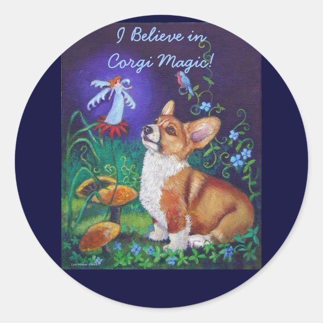 Adesivo Redondo Pembroke Welsh Corgi Stickers (Frente)