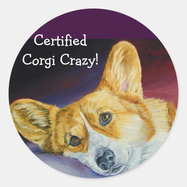 Adesivo Redondo Pembroke Welsh Corgi Stickers (Frente)