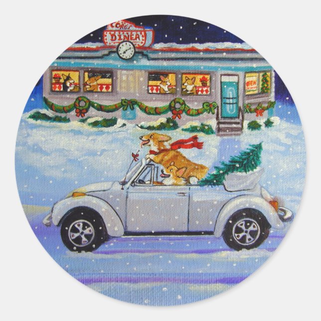 Adesivo Redondo Pembroke Welsh Corgi Stickers (Frente)