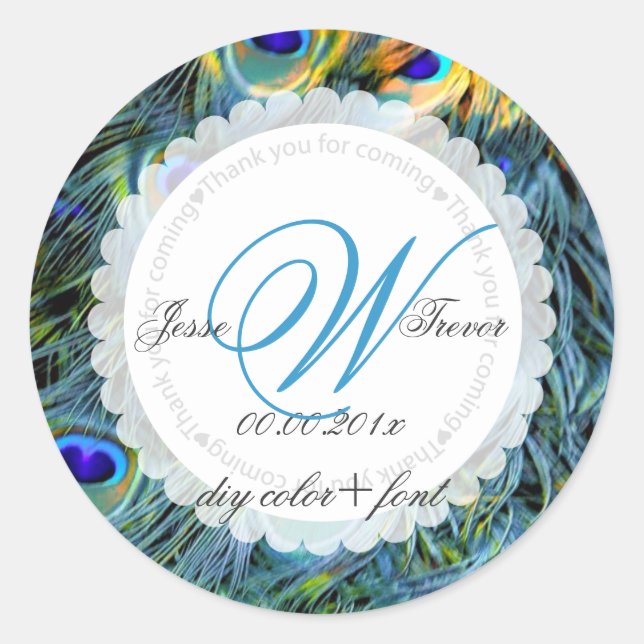 Adesivo Redondo Pena de pavão PixDezines (Frente)