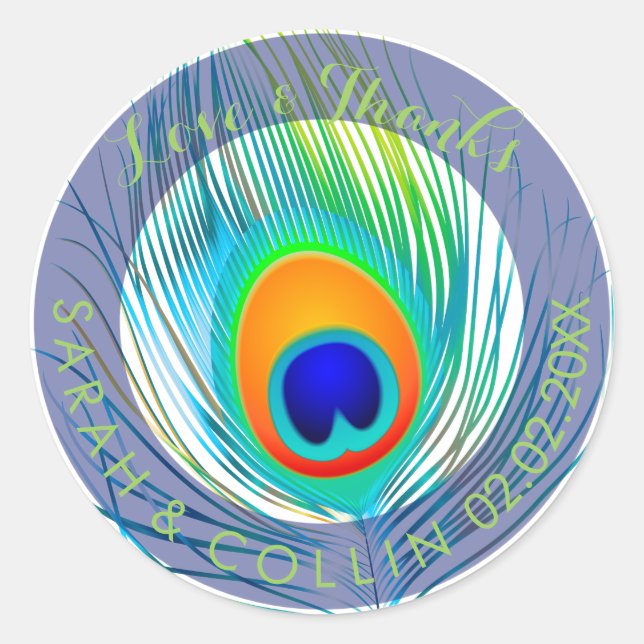 Adesivo Redondo Pena de pavão PixDezines (Frente)