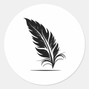 Adesivo Redondo Pena Simples Elegância em preto e branco