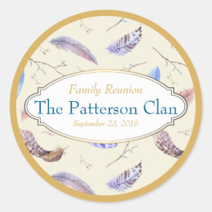 Adesivo Redondo Penas da aguarela com uma reunião extravagante do