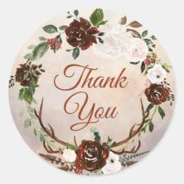 Adesivo Redondo Penas de floresta russa e Sangue Floral