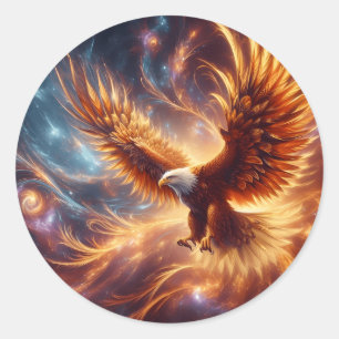 Adesivo Redondo penas de ouro da águia