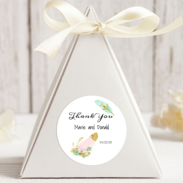 Adesivo Redondo Penas Douradas e rosa-boho (Criador carregado)