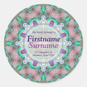 Adesivo Redondo Penas Geométricas de Penas de Peacock