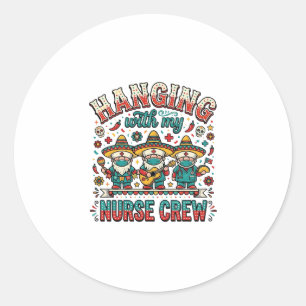 Adesivo Redondo Pendurado Com Minha Camiseta de Enfermeira de Fest