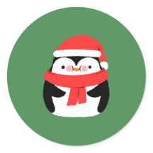 Pengim de Natal Fofo com Chapéu de Papai Noel Pers