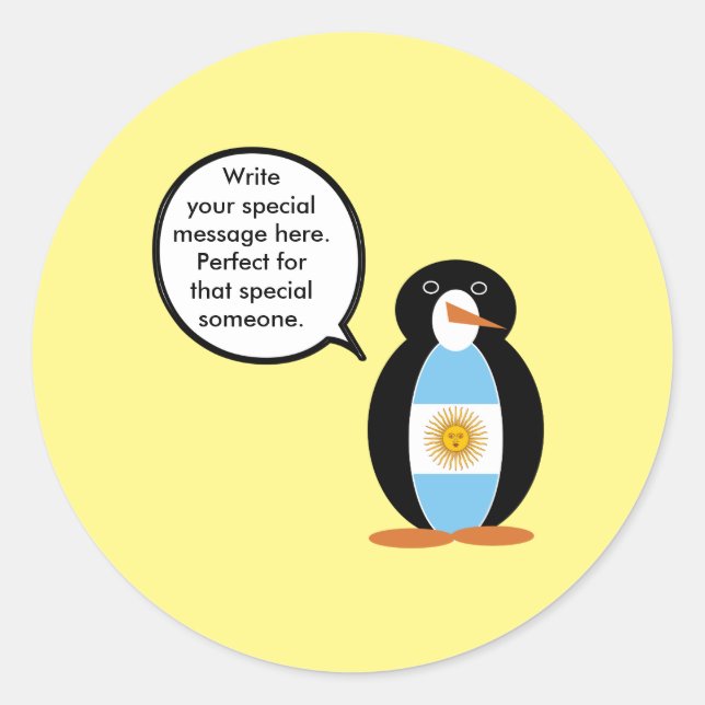 Adesivo Redondo Penguin Argentino Flag Talks (Frente)