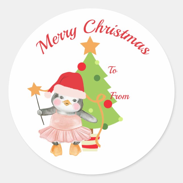 Adesivo Redondo Penguin Ballerina Sticker (Frente)