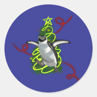 Adesivo Redondo Penguin Christmas