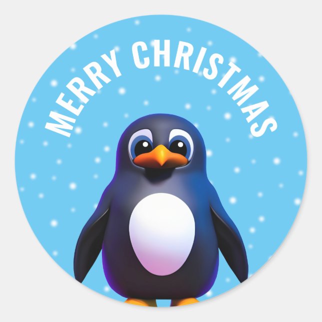 Adesivo Redondo Penguin Classic Round Sticker (Frente)
