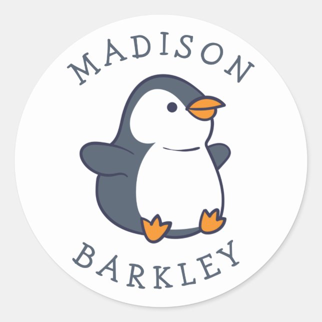 Adesivo Redondo Penguin Crianças: Vinhetas-focas adoráveis (Frente)
