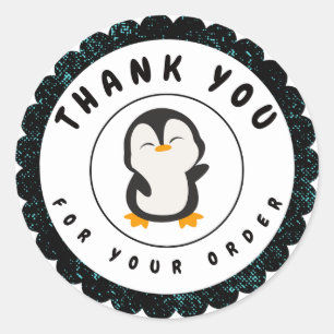 Adesivo Redondo Penguin De Cor Mínima Cuja Ordem É Agradecida