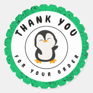 Adesivo Redondo Penguin De Cor Mínima Cuja Ordem É Agradecida