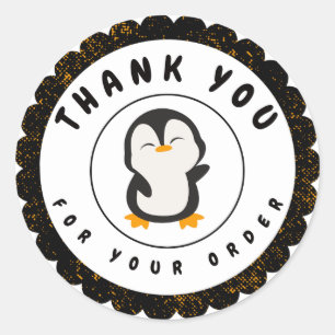 Adesivo Redondo Penguin De Cor Mínima Cuja Ordem É Agradecida