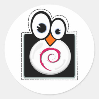 Adesivo Redondo Penguin Debian Sticker Linux
