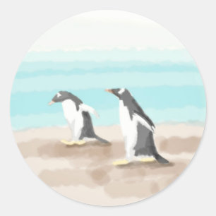 Adesivo Redondo Penguin Duo Sticker
