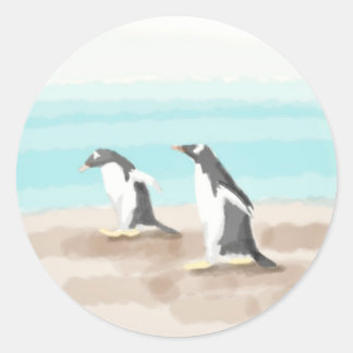 Adesivo Redondo Penguin Duo Sticker