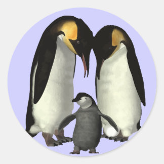 Adesivo Redondo Penguin Family Sticker