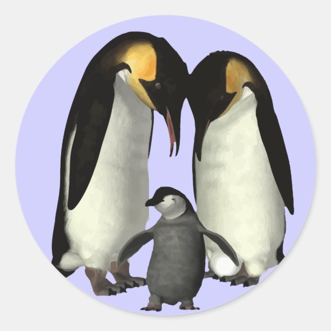 Adesivo Redondo Penguin Family Sticker (Frente)