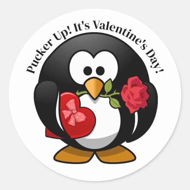 Adesivo Redondo Penguin Gifts For Valentine's Day (Frente)