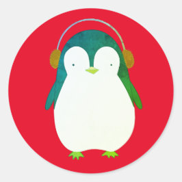Adesivo Redondo PENGUIN IN RED Classic Round Sticker