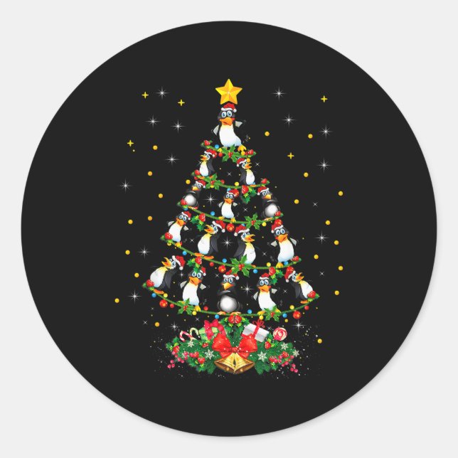 Adesivo Redondo Penguin Lover Xmas Gift Matching Penguin Christmas (Frente)