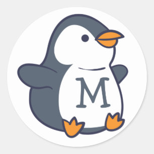 Adesivo Redondo Penguin Monogramas Kid