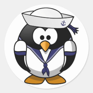 Adesivo Redondo Penguin Sailor Stickers