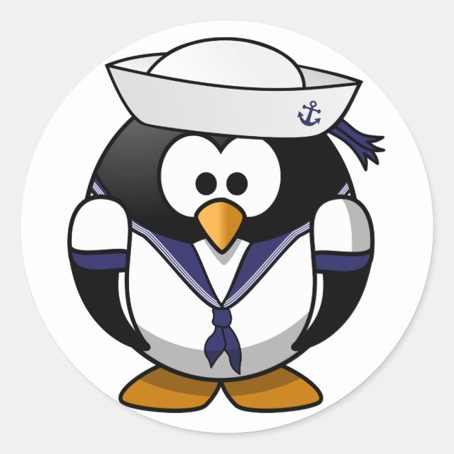 Adesivo Redondo Penguin Sailor Stickers (Frente)
