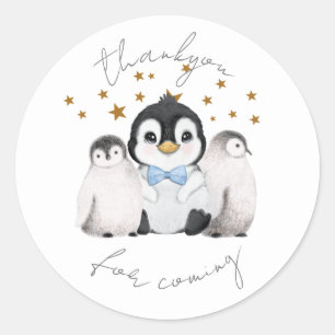 Adesivo Redondo Penguin Star Party - Obrigado Sticker