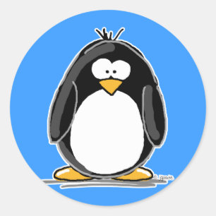 Adesivo Redondo Penguin Sticker