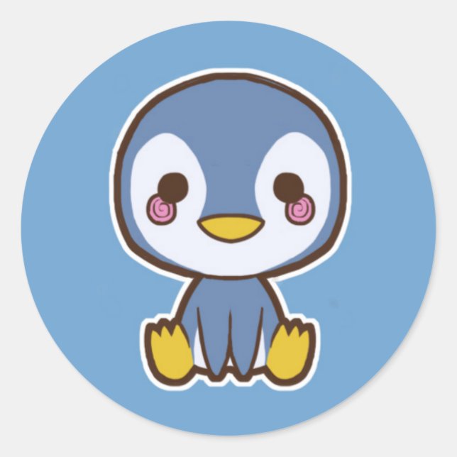 Adesivo Redondo Penguin Sticker (Frente)