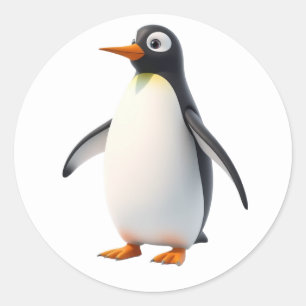 Adesivo Redondo Penguin Stickers