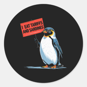 Adesivo Redondo Penguin Tarifado Engraçado Eu Comi Tarifas E Sardi