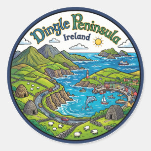 Adesivo Redondo Península de Dingle Irlanda