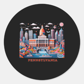 Adesivo Redondo Pennsylvania In Usa Sticker