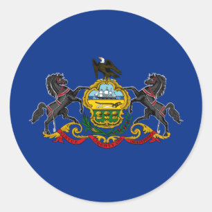 Adesivo Redondo Pennsylvanian Flag, Flag da Pensilvânia