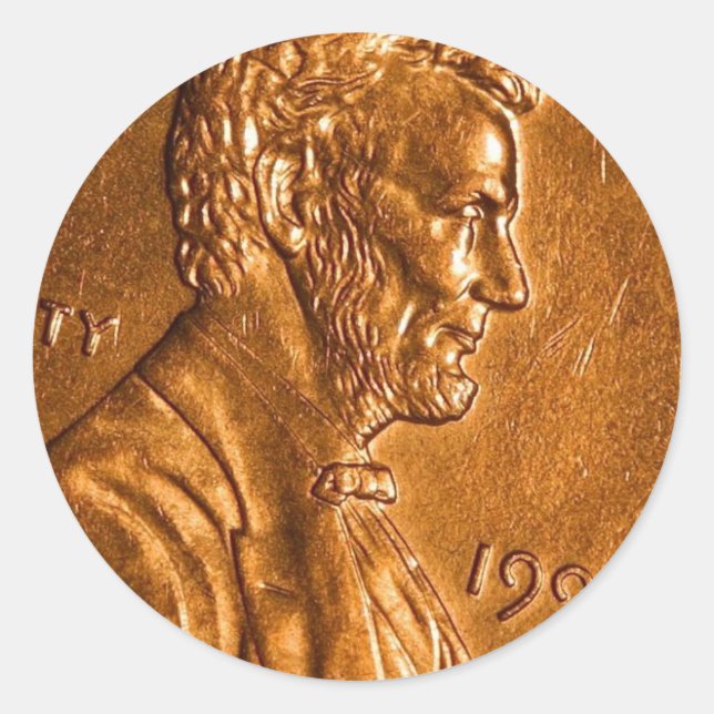 Adesivo Redondo Penny Cents Copper Lincoln (Frente)