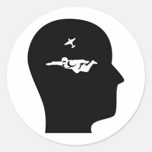 Adesivo Redondo Pensamento sobre Skydiving