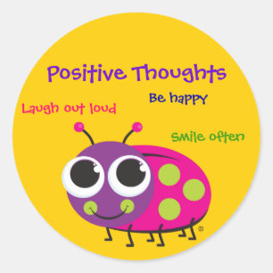 Adesivo Redondo Pensamentos Positivos - Picantes De Ladybug Bonito